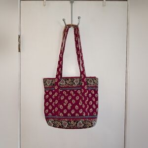Vera Bradley Red Floral Paisley Shoulder Bag Americana Red Retired